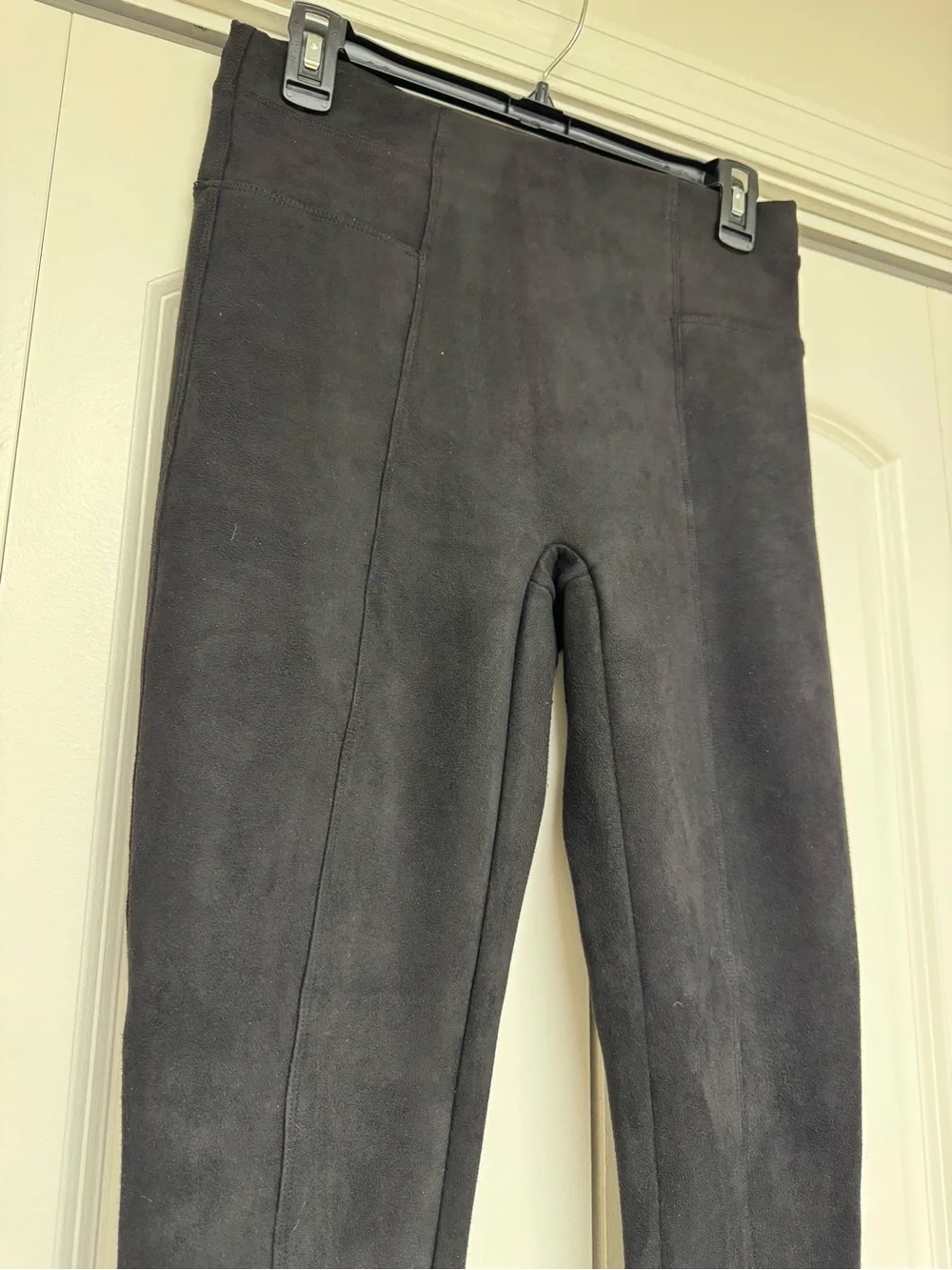 SPANX Black Faux Suede High-Rise Leggings